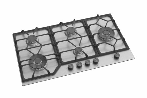 Avelis –  90cm 5 Burner Stainless Steel Gas Hob With 2 Dual Wok Burners