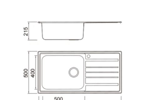 Superdeep single bowl (220mm), Stainless steel Kitchen Sink, 0.6mm (Reversible)