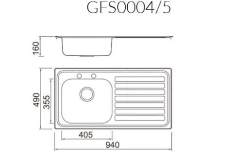940 Inset Handed 2 Tap Hole – Right and Left Drainer