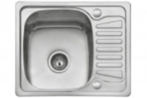 Inset Single Bowl Compact,  1 tap hole reversible Stainless steel  –  0.8mm