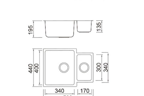 Luna  – 1.5 Undermount Reversible 0.8mm thick stainless steel