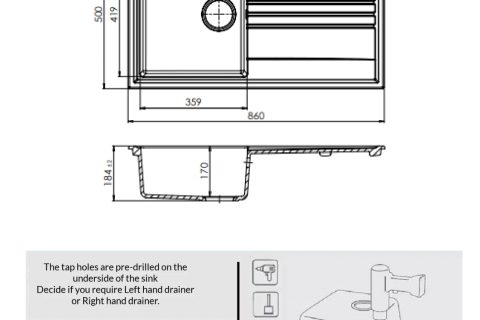 Luka 100 Quartz Inset sink – Multiple colours