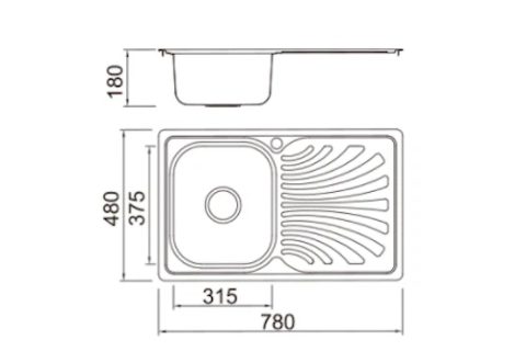 Inset Space Saver single bowl  – 0.8mm Stainless steel